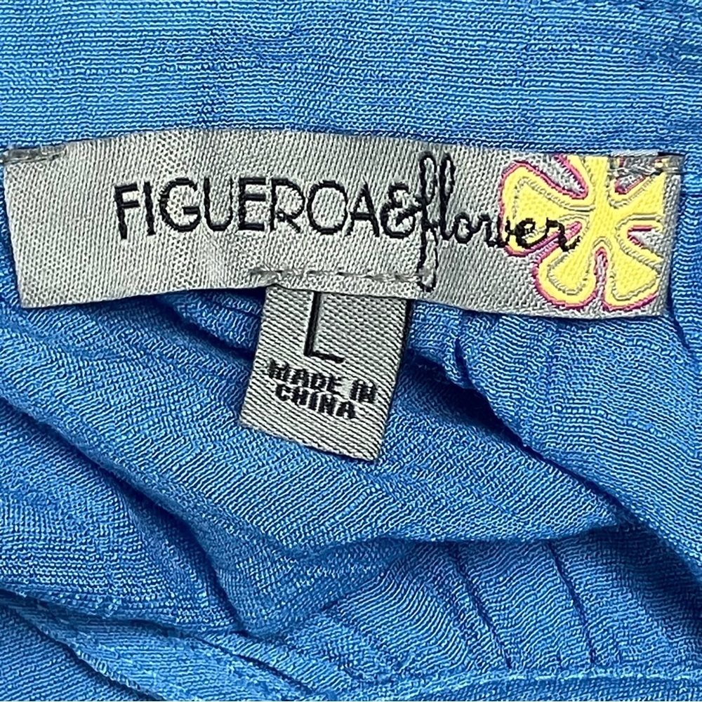 Figueroa & Flower Womens Embroidered Blouse SIZE Large Blue Balloon Sleeves NEW - Picture 12 of 14